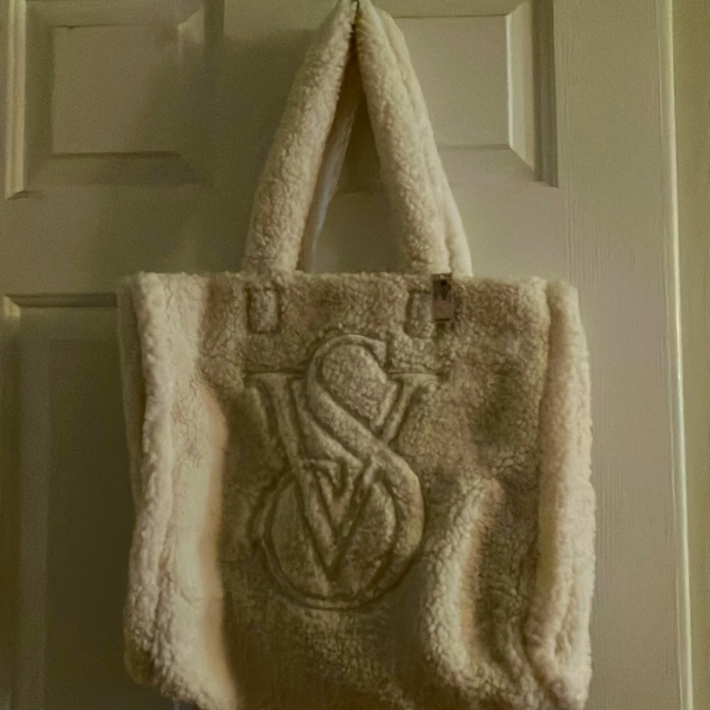 Victoria's Secret Cream Sherpa  Winter Holiday Tote Bag